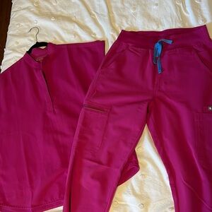 Figs - raspberry sorbet Rafaela top and small tall goal high waisted pants